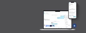 Eine Ansicht der Software bitnamic CONNECT Service HUB - Die Service Chats. Laptop und Handy