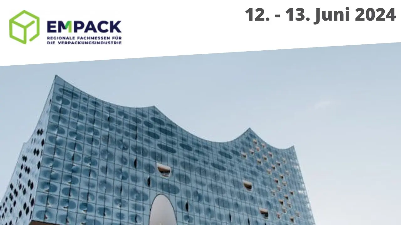 Elbphilarmonie. Empack logo and the date of the trade fair. 12-13 June 2024